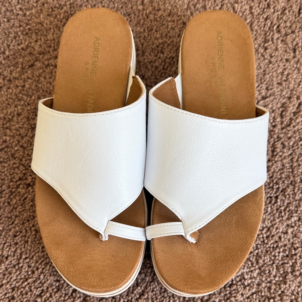 Adrienne Vittadini White and Tan Women's Sandals